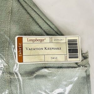 Longaberger Vacation Keepsake Fabric Basket Liner Sage Green